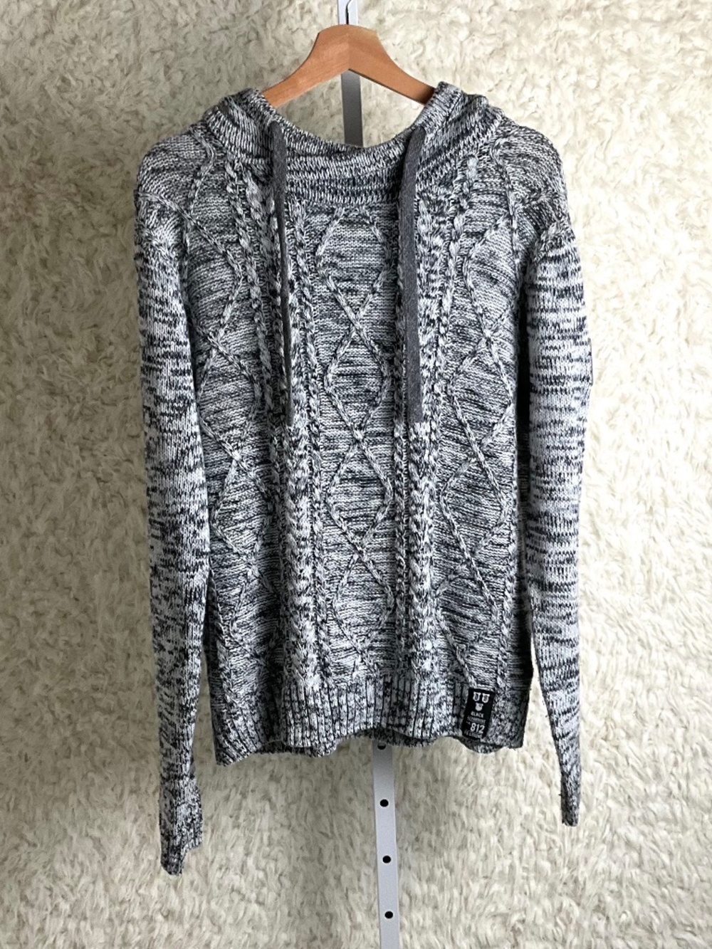 DARK BLACK BRAND WOMEN'S GRAY/BLACK HOODIE SWEATER~SIZE LARGE TALL!